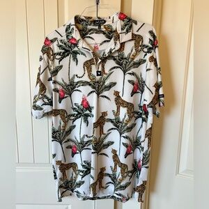 Bad Birdie Cheetah Polo Shirt XXL but Fits like XL